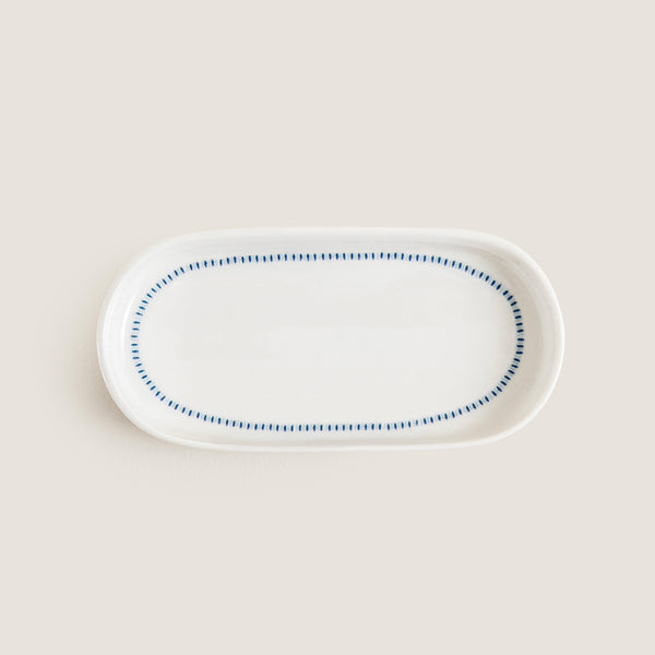 Chakra Pelion Oval Serving Plate 16 Cm Blue - White