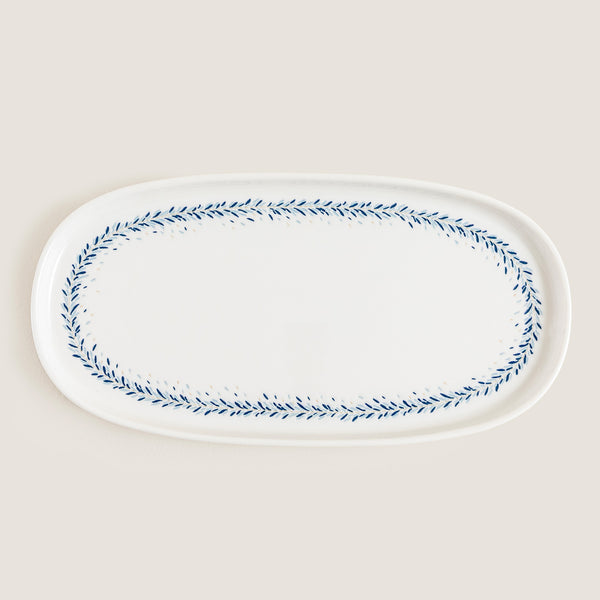 Chakra Pelion Oval Serving Plate 30 Cm Blue - White