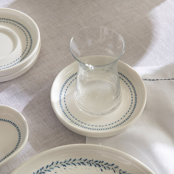 Chakra Dots Tea Plate Blue - White