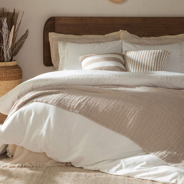 Chakra Perla Duvet Cover Set Dbl Ecru