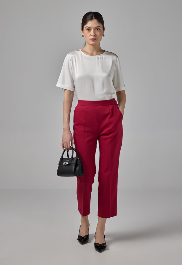 Choice Peg Leg Basic Trousers Burgundy