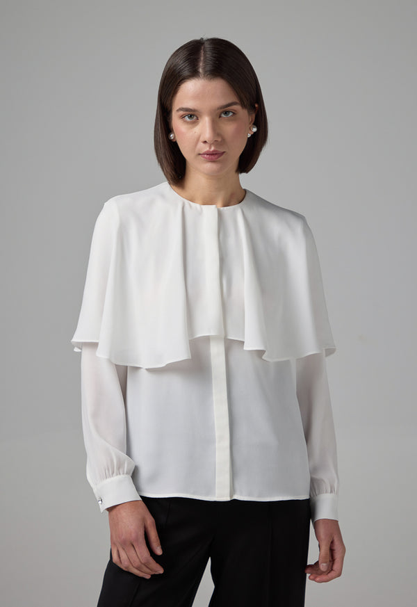 Choice Solid Relaxed Fit Blouse Off White