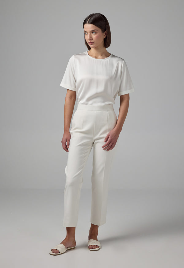 Choice Peg Leg High Waist Trousers Off White