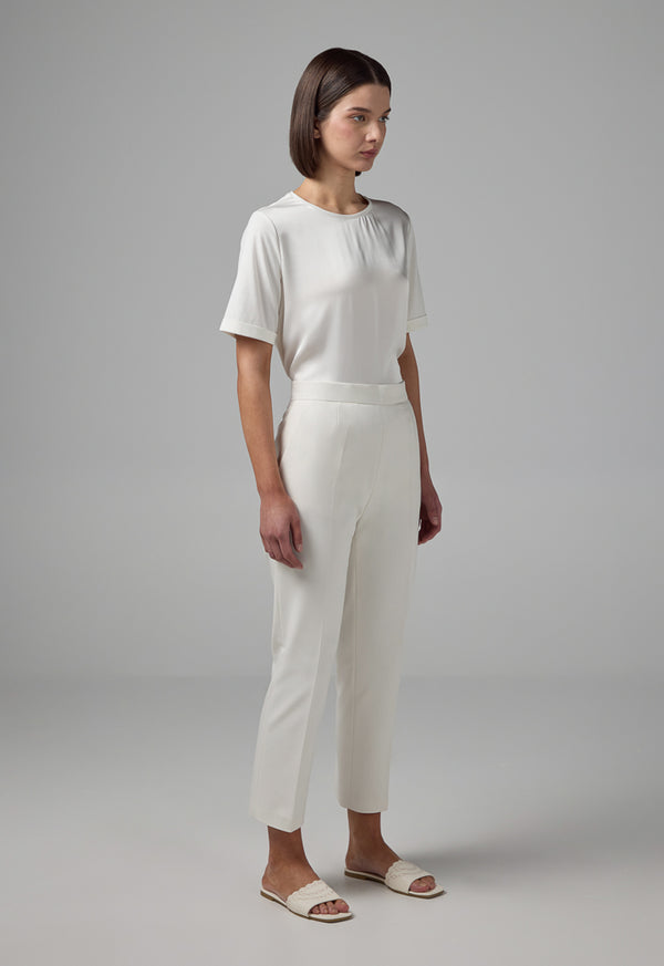 Choice Peg Leg High Waist Trousers Off White