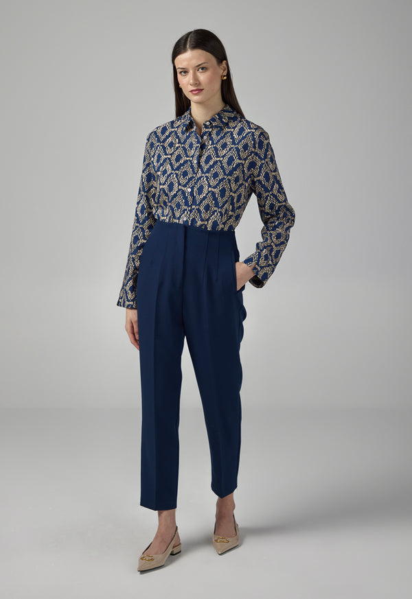 Choice Single Tone High-Waist Trousers Navy