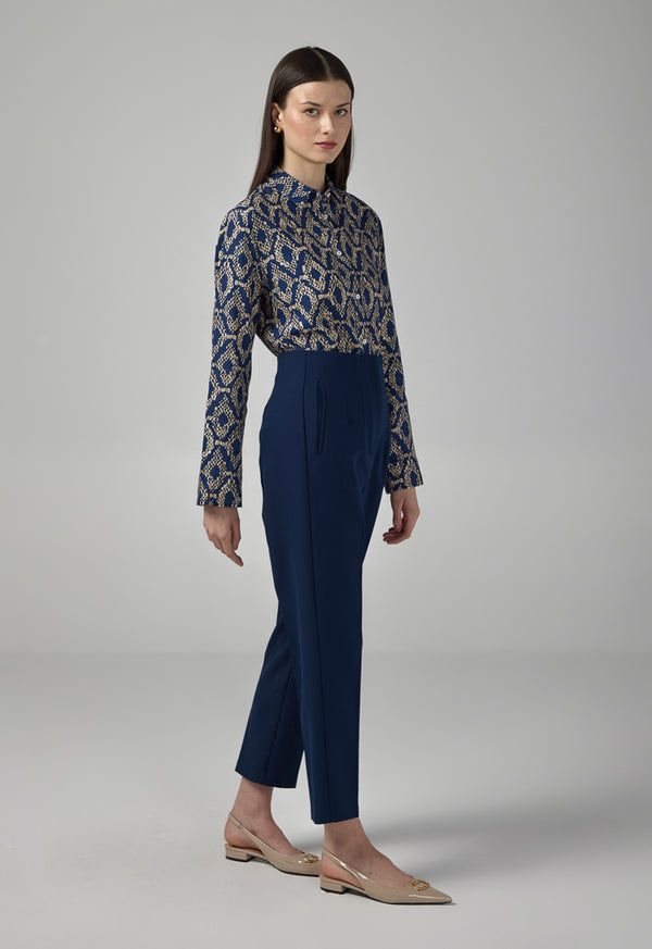 Choice Single Tone High-Waist Trousers Navy