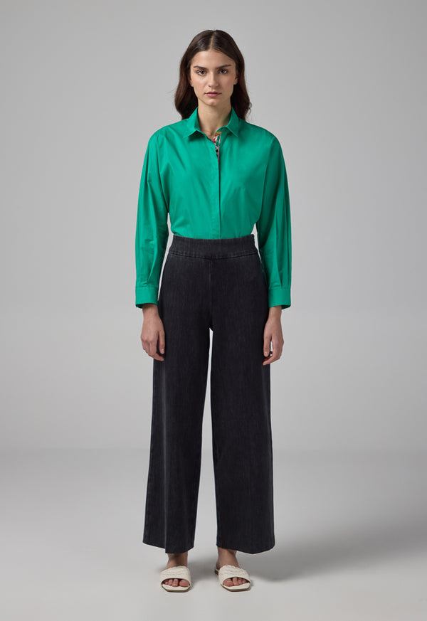 Choice Wide Leg Basic Denim Trousers Black