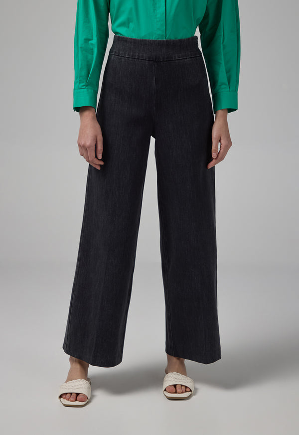 Choice Wide Leg Basic Denim Trousers Black