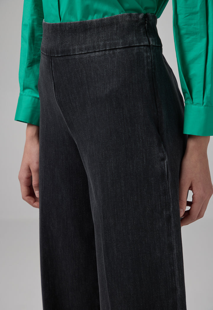 Choice Wide Leg Basic Denim Trousers Black