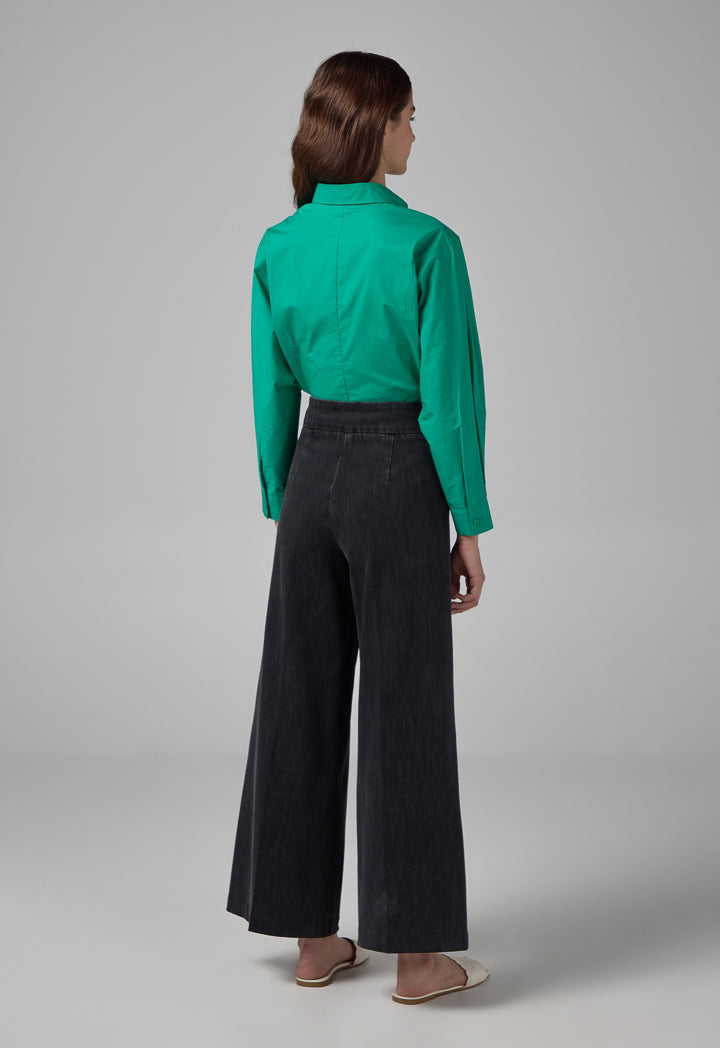 Choice Wide Leg Basic Denim Trousers Black