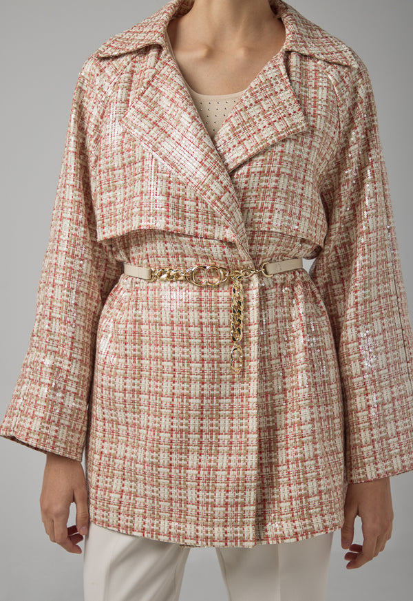 Choice Monogram Metallic Chain Belt Off White