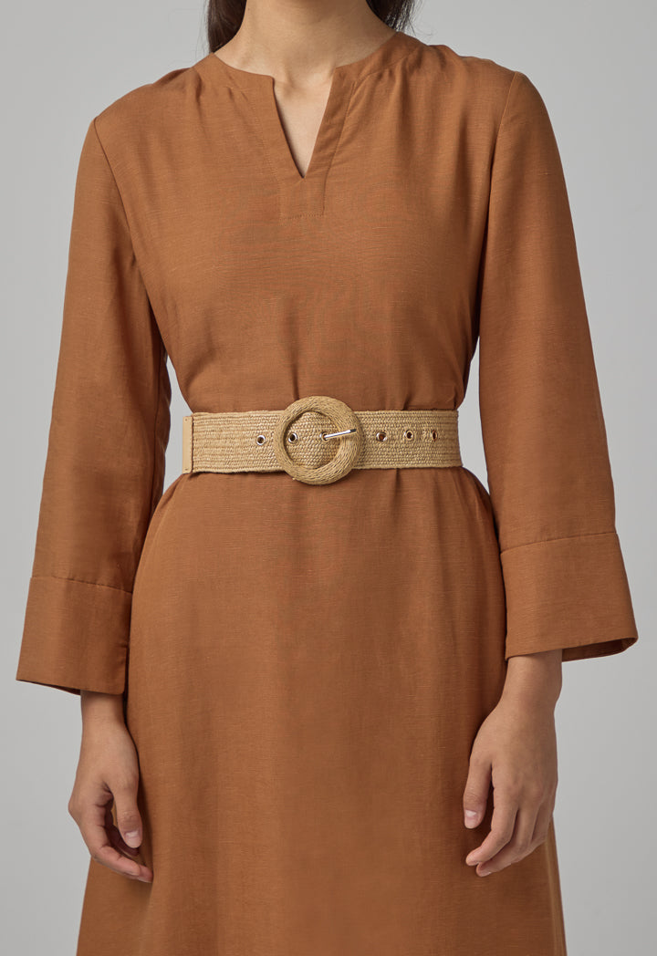 Choice Solid Faux Straw Belt Beige