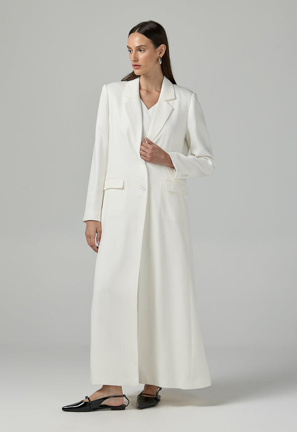 Choice Solid Notched Collar Abaya Off White