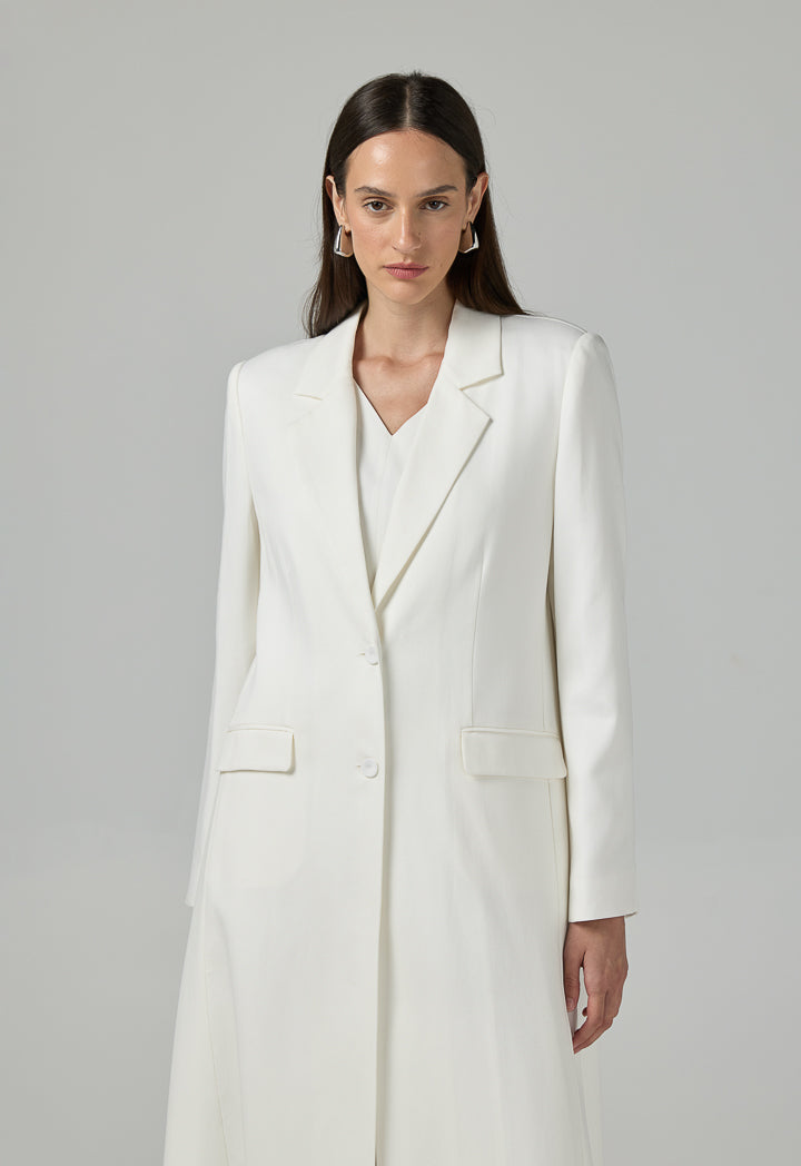 Choice Solid Notched Collar Abaya Off White