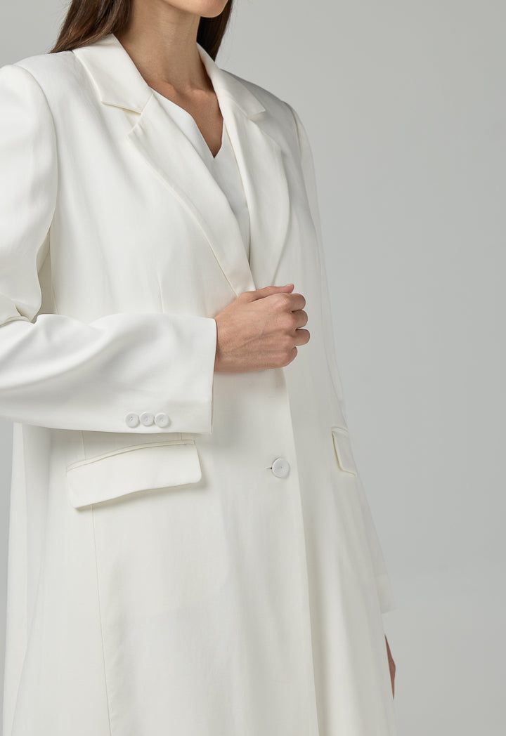 Choice Solid Notched Collar Abaya Off White