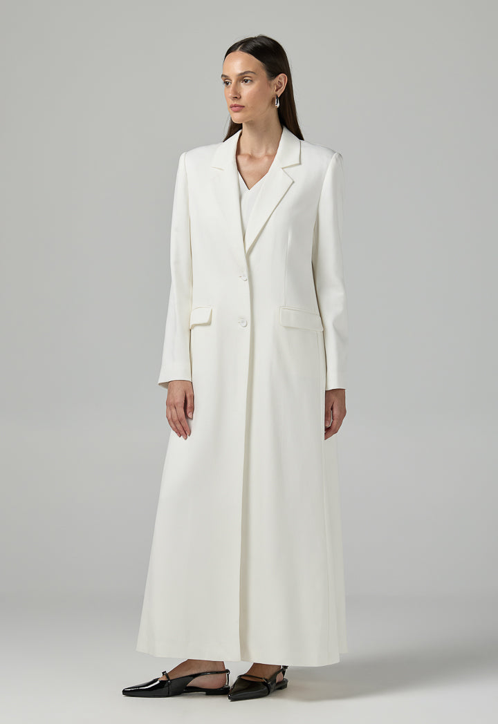 Choice Solid Notched Collar Abaya Off White
