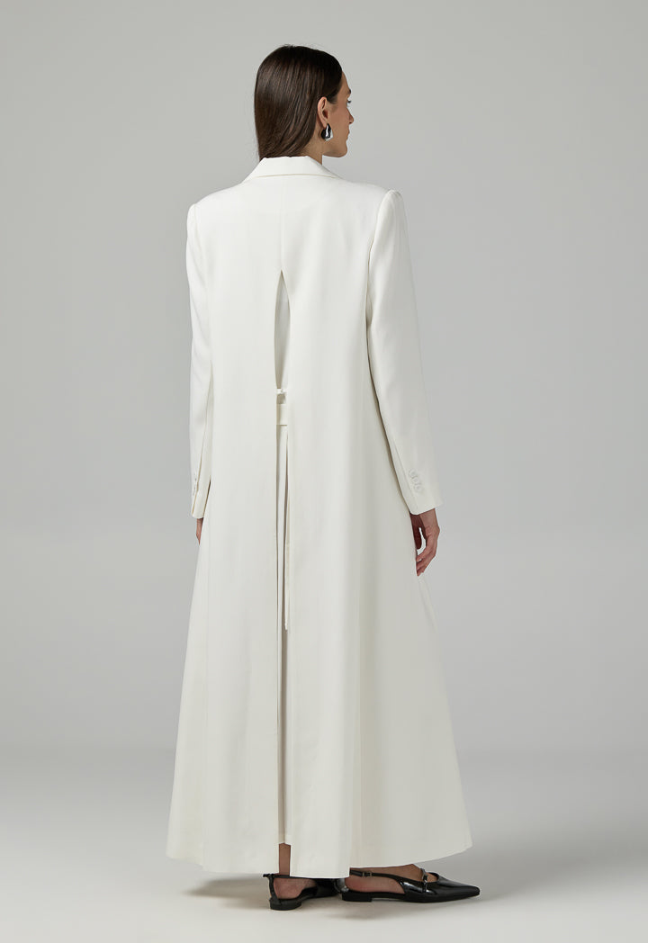Choice Solid Notched Collar Abaya Off White