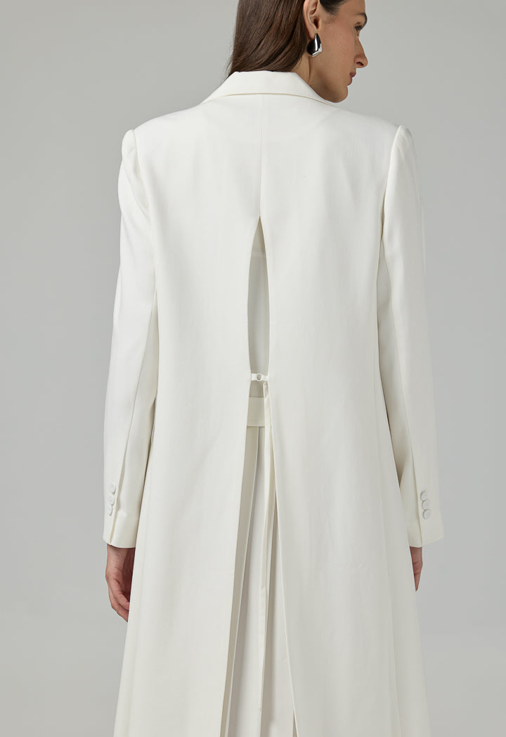 Choice Solid Notched Collar Abaya Off White