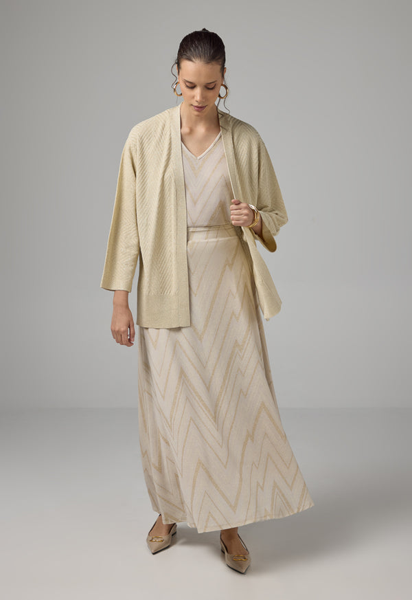 Choice Solid Lurex Cardigan Beige