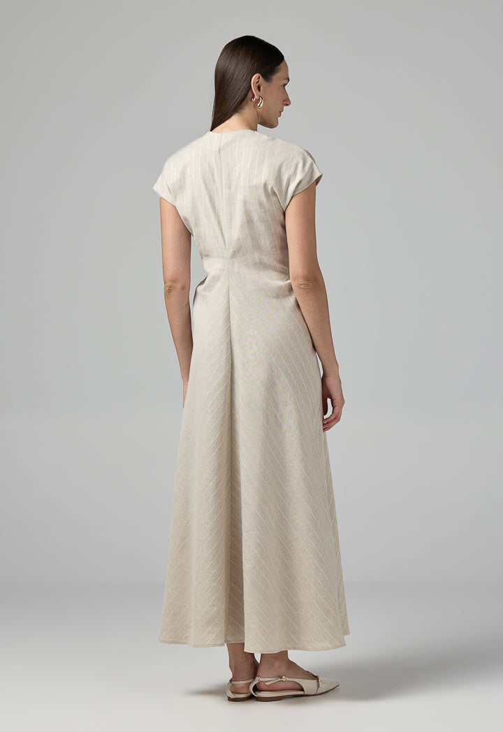 Choice V-Neck Striped Maxi Dress Beige