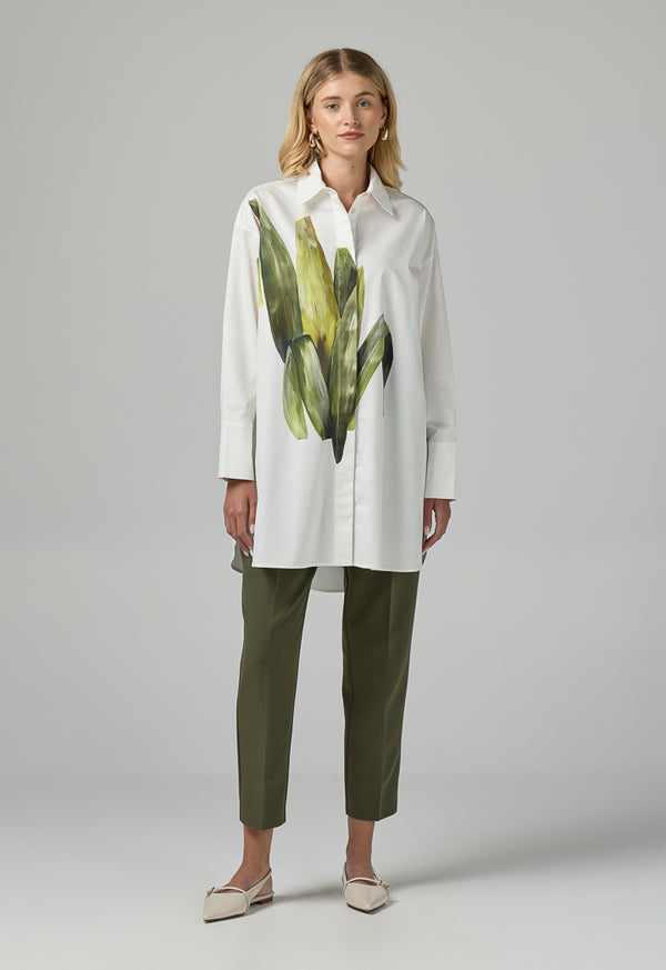 Choice Long Sleeve Oversize Printed Shirt Off White