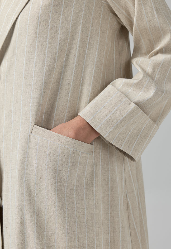 Choice Front Pocket Maxi Blazer Abaya Beige