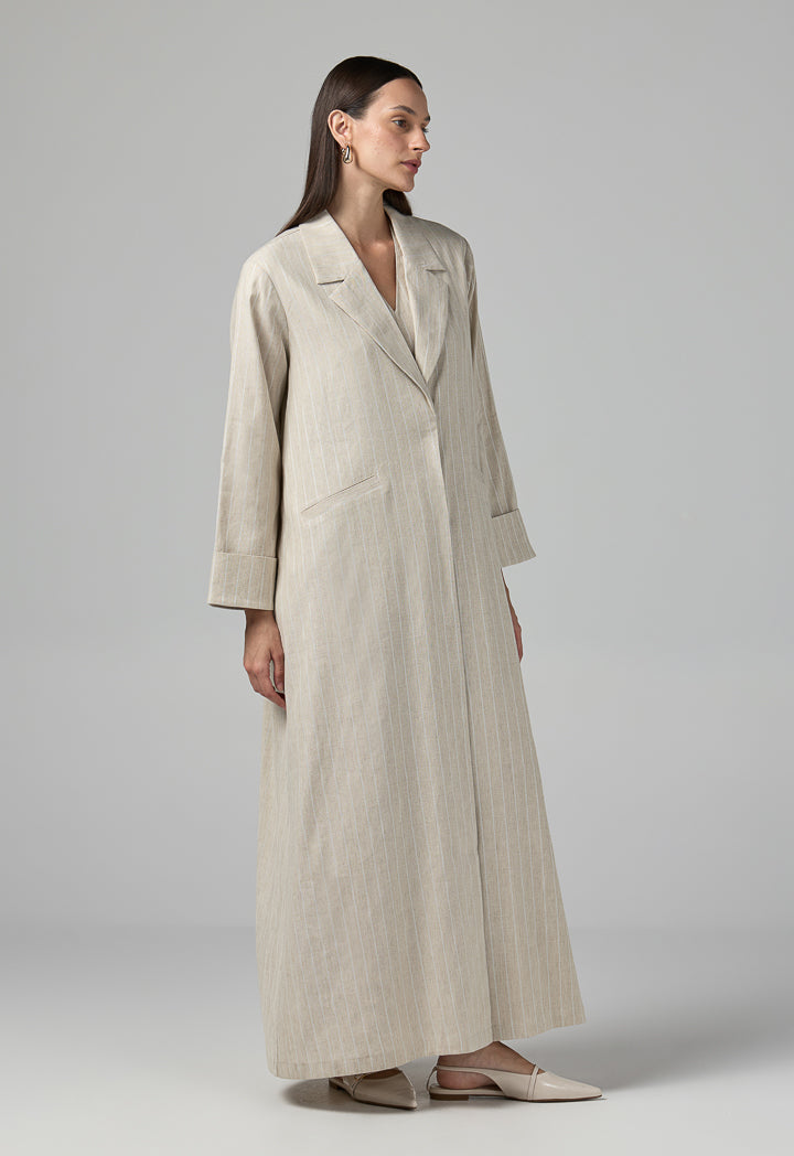 Choice Front Pocket Maxi Blazer Abaya Beige