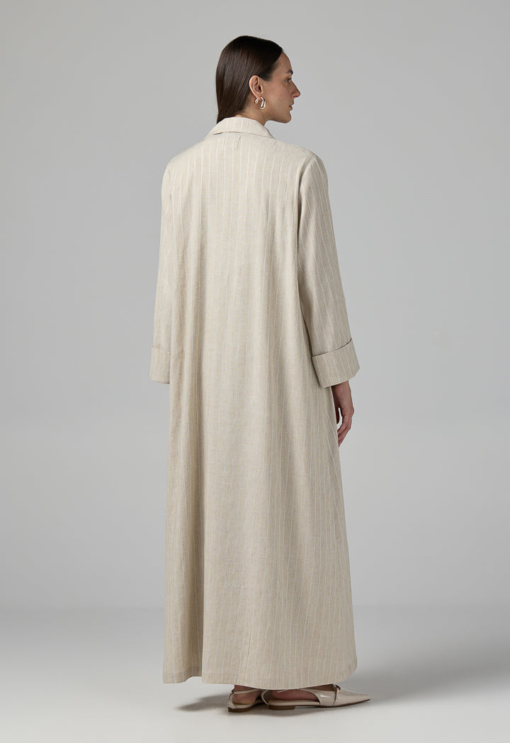 Choice Front Pocket Maxi Blazer Abaya Beige