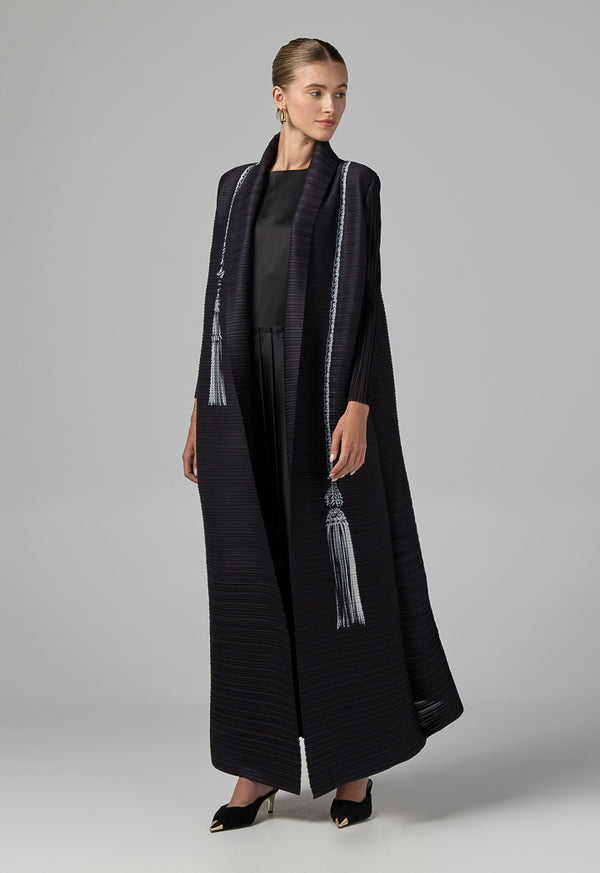 Choice Long Sleeve Printed Maxi Abaya Black