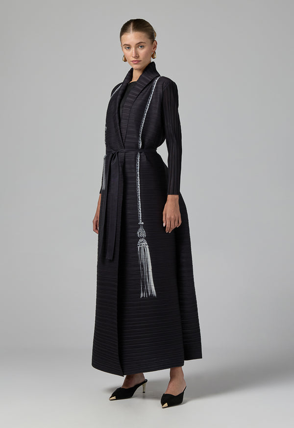 Choice Long Sleeve Printed Maxi Abaya Black