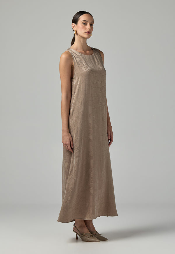 Choice Sleeveless Texture Dress  Vison