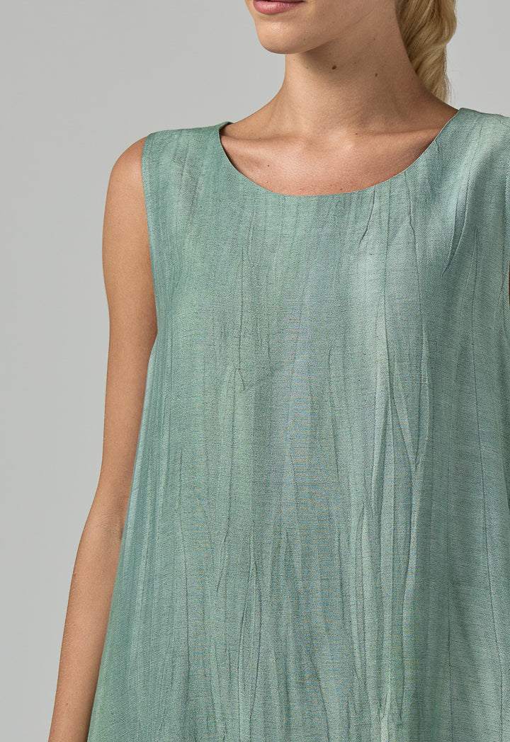 Choice Crinkled Sleeveless Maxi Dress Green