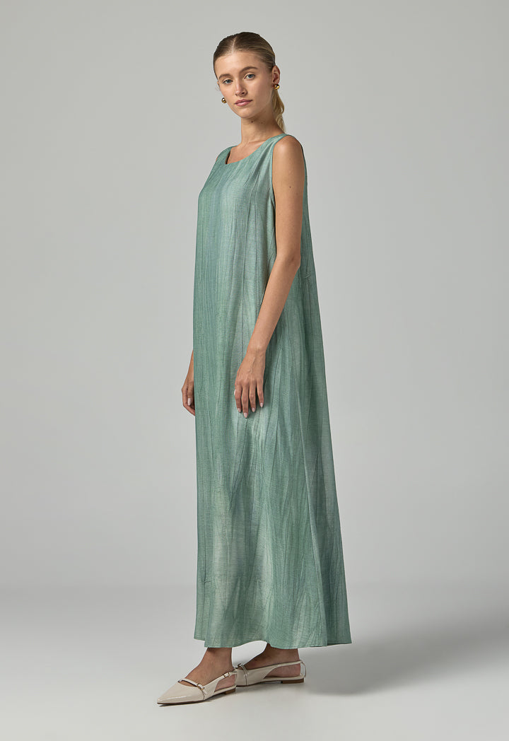 Choice Crinkled Sleeveless Maxi Dress Green