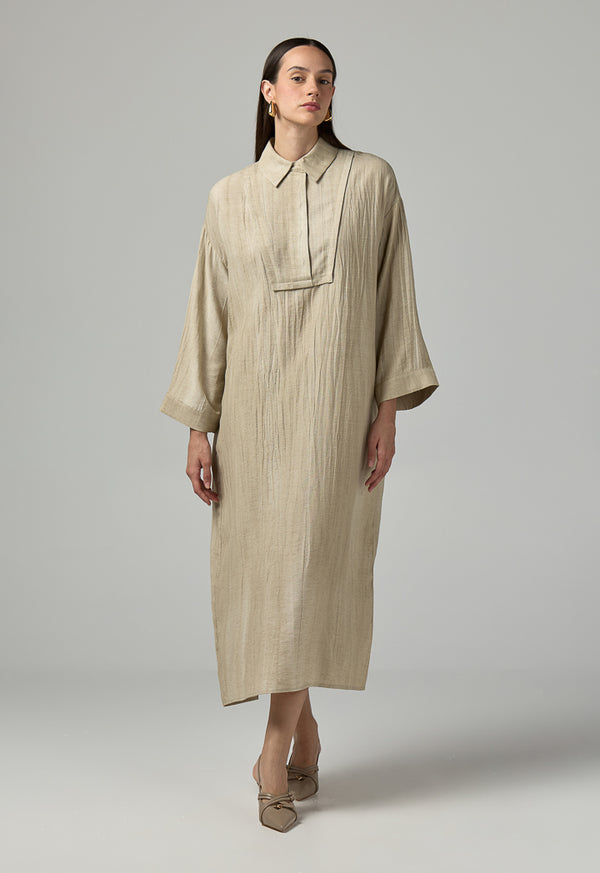 Choice Hidden Buttons Maxi Dress Beige