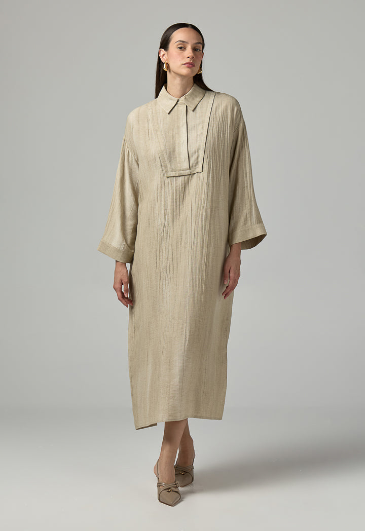 Choice Hidden Buttons Maxi Dress Beige