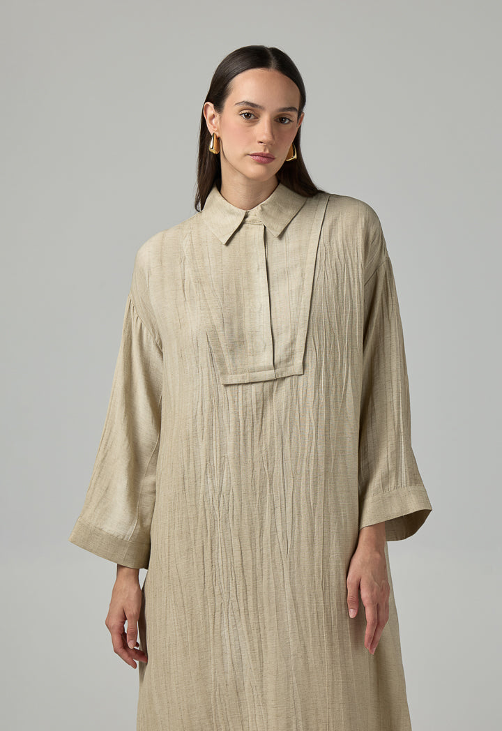 Choice Hidden Buttons Maxi Dress Beige