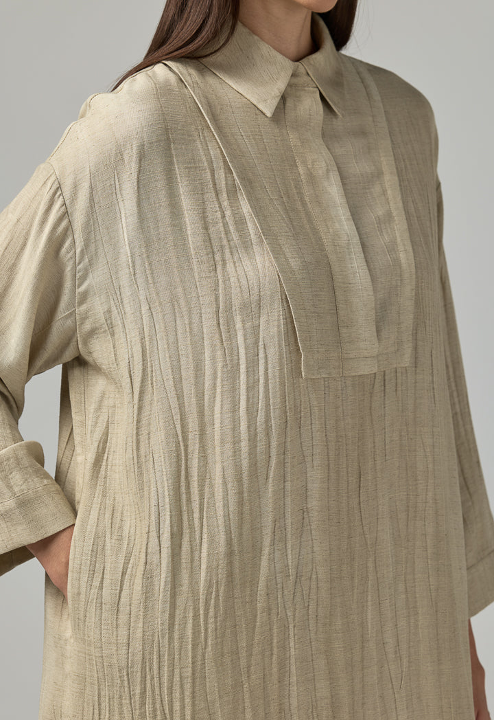 Choice Hidden Buttons Maxi Dress Beige