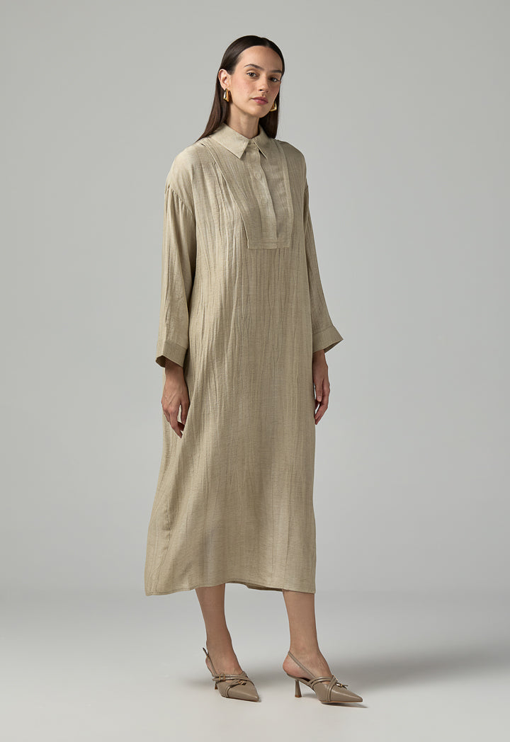 Choice Hidden Buttons Maxi Dress Beige