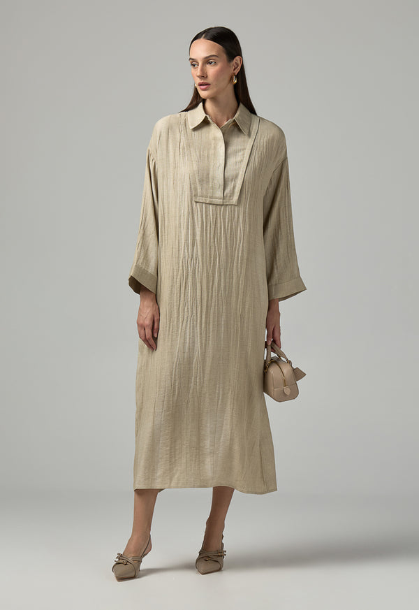 Choice Hidden Buttons Maxi Dress Beige