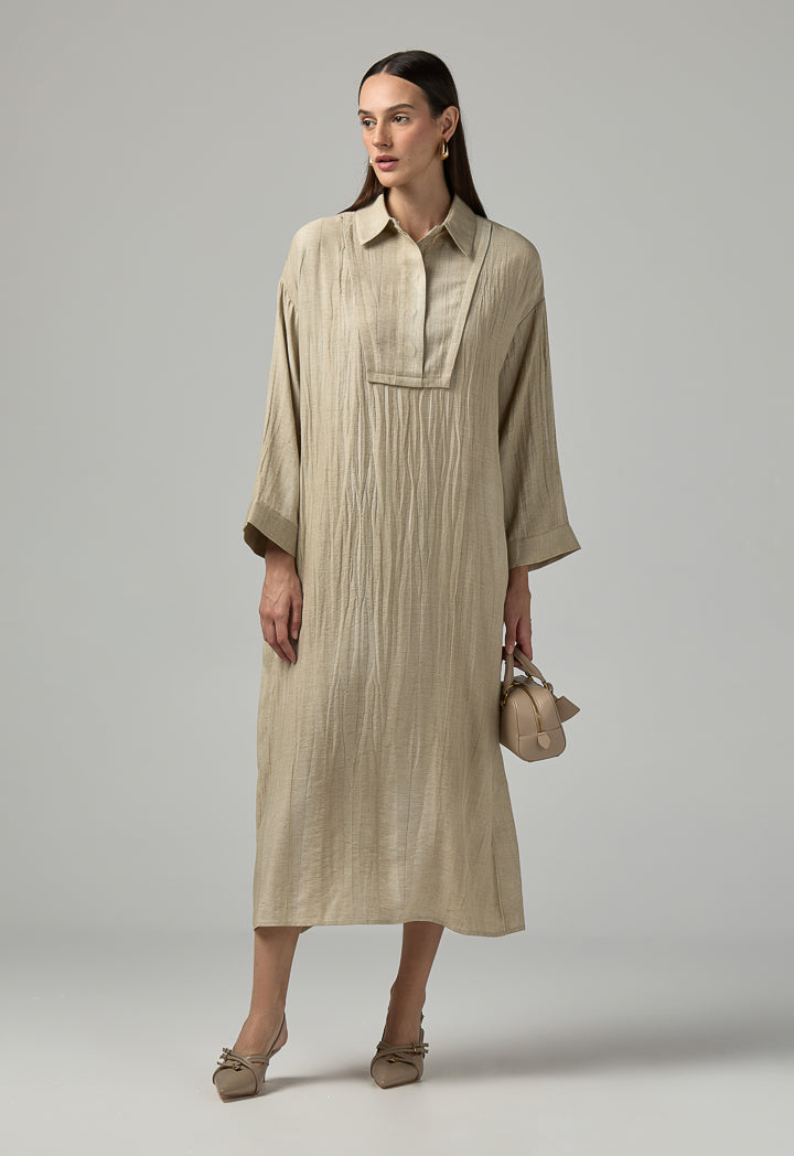 Choice Hidden Buttons Maxi Dress Beige