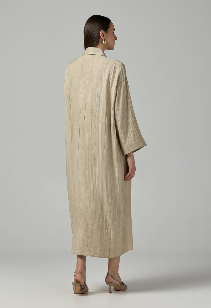 Choice Hidden Buttons Maxi Dress Beige