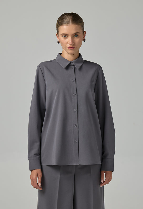 Choice Long Sleeves Basic Shirt Grey