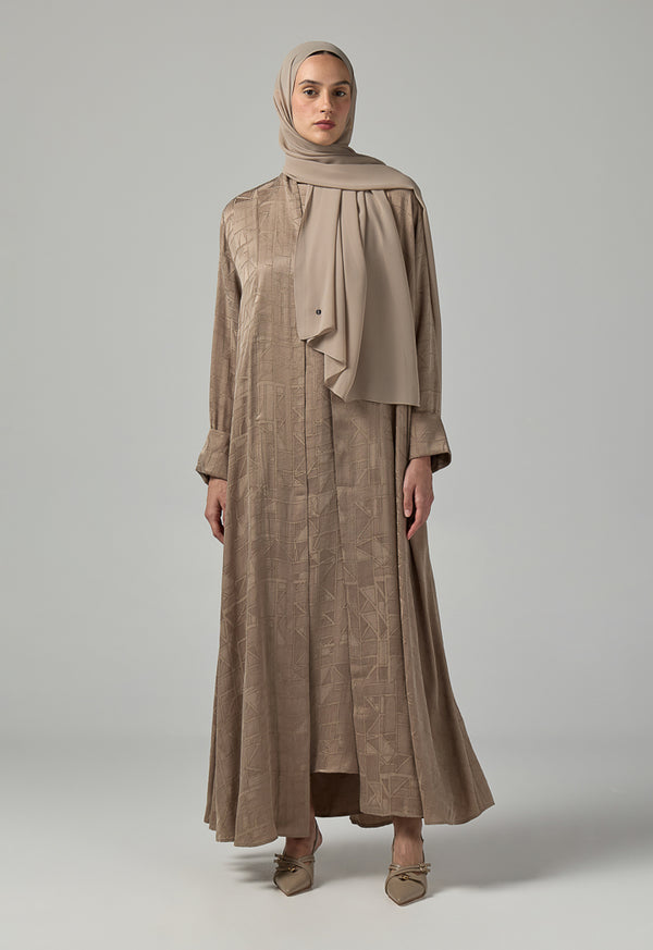 Choice Long Sleeves Belted Abaya With Hijab (2Pcs) Vison