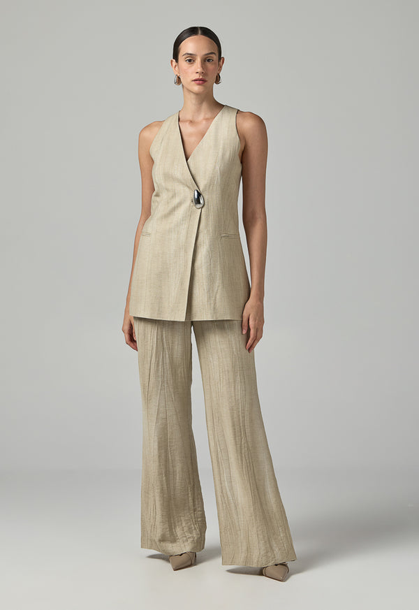 Choice Solid Front Pocket Gilet Beige