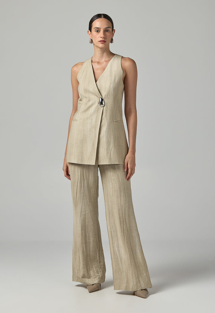 Choice Solid Front Pocket Gilet Beige