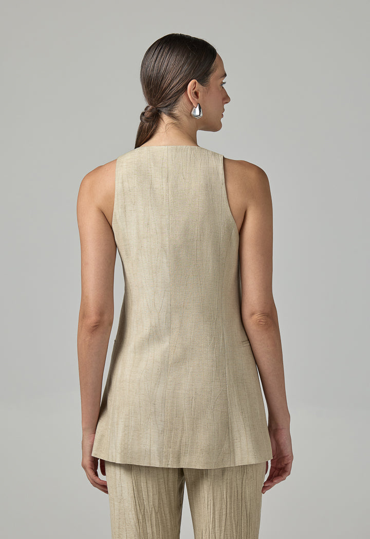 Choice Solid Front Pocket Gilet Beige