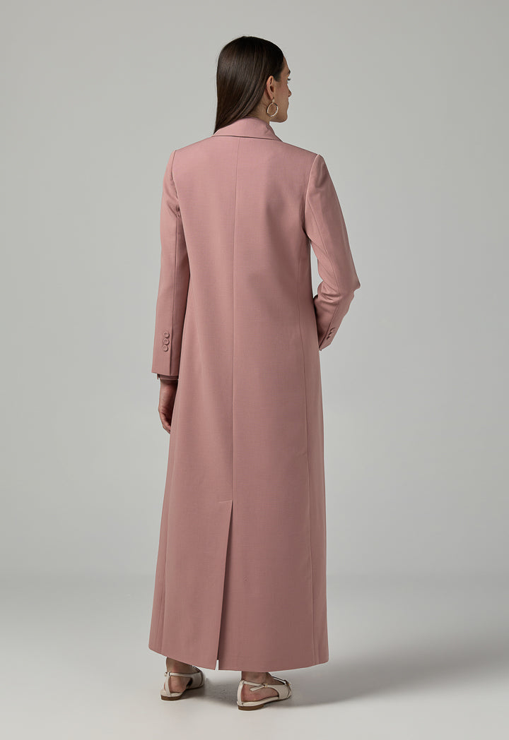 Choice Double Breasted Notched Collar Coat Pink