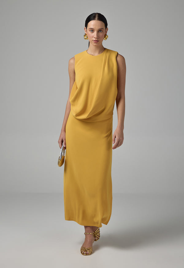 Choice Solid Sleeveless Dress  Mustard