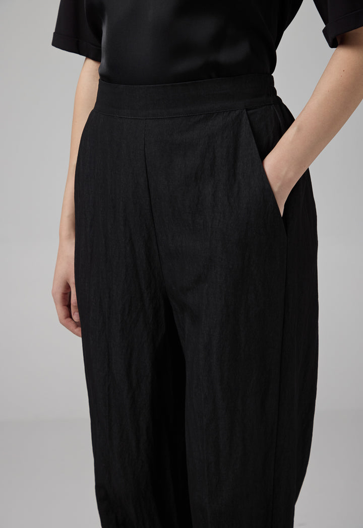 Choice Crinkled Elasticated Waist Trousers Black