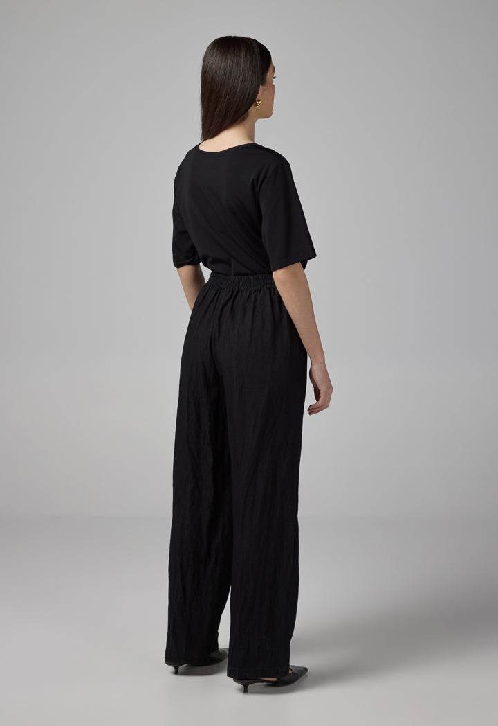 Choice Crinkled Elasticated Waist Trousers Black